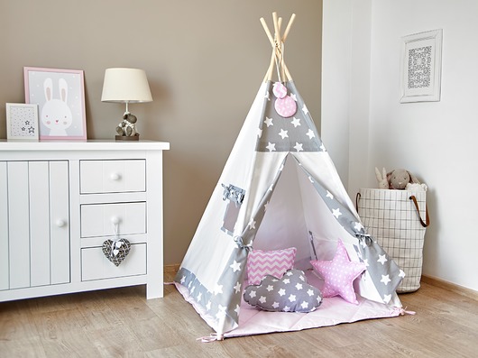 Zestaw Tipi Namiot dla Dzieci - Cozy Grey Stars Hanabu