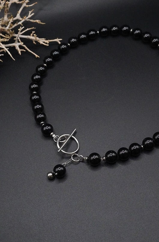 chokery Choker z czarnego turmalinu - Nowoczesny talizman