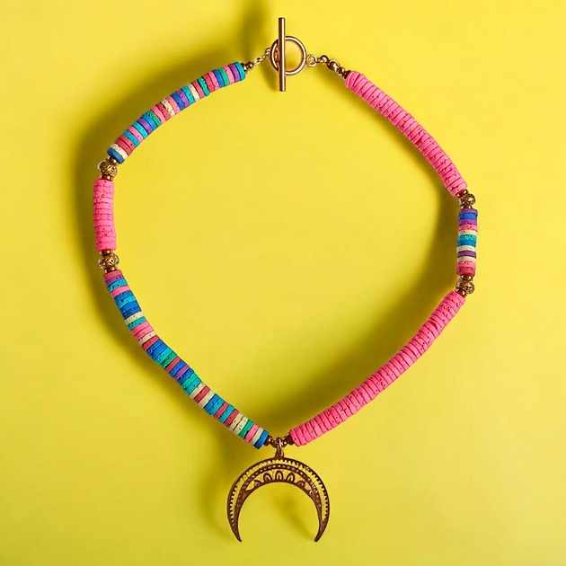 naszyjniki - inne UNIKATOWY naszyjnik SUMMER collection lawa, lunula