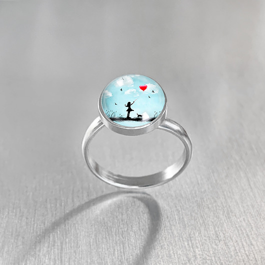 pierścionki srebrne Pierścionek Star Girl Love , stalowy 10 mm