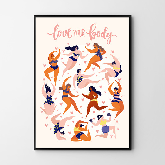 plakaty Love your body  - plakat wersja pink