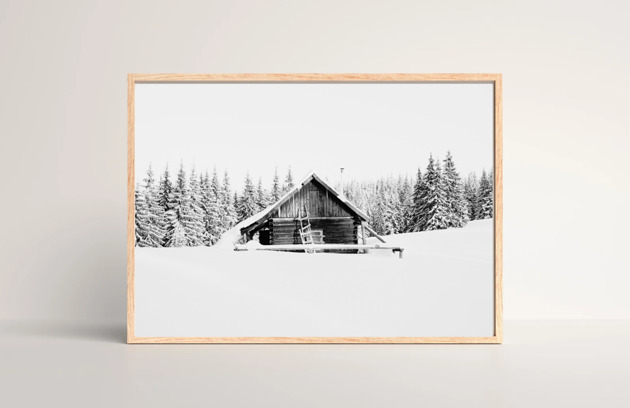 plakaty PLAKAT Góry zdjęcie czarno białe górski krajobraz zimowy