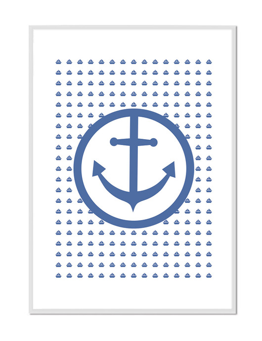 plakaty Plakat marynistyczny, kotwica, biały