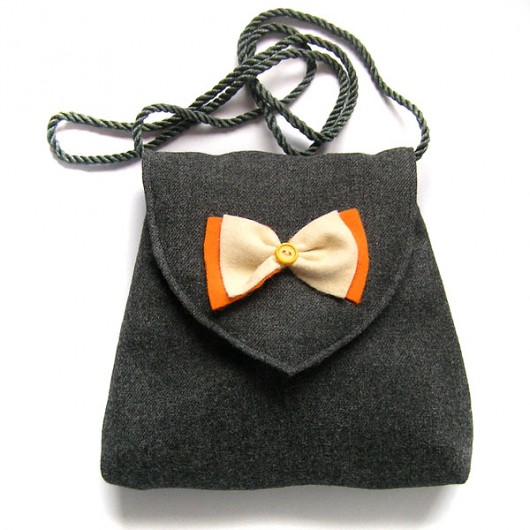 torebka mini  - szarak z oranżem - elfagado