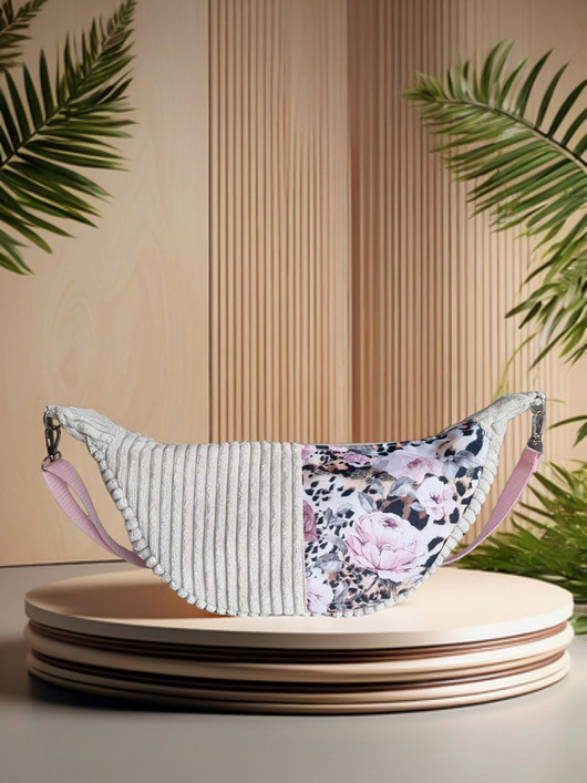 saszetka nerka Nerko torebka damska sztruks i kwiaty Moon Bag MB01-02