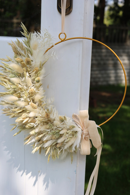 wianki Wianek na drzwi boho z suszonych kwiatów i traw