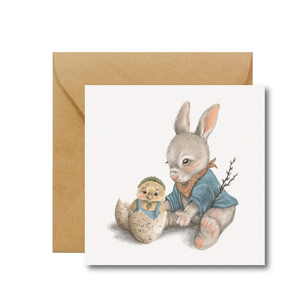 kartki wielkanocne Happy Easter  Little Rabbit - kartka wielkanocna