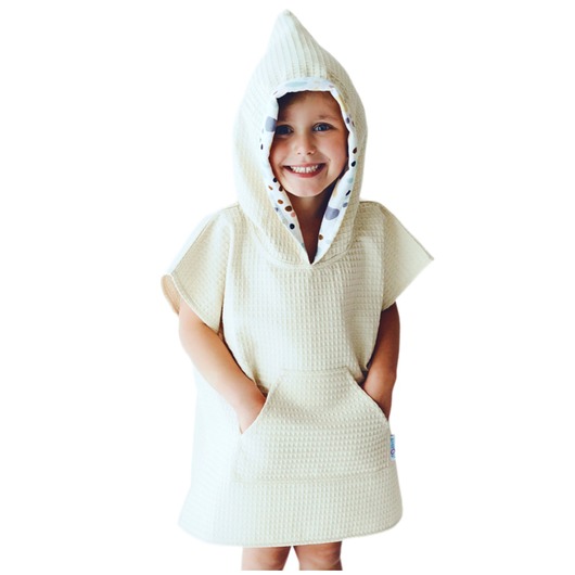 przewijaki i ręczniki dla dzieci Ponczo Kąpielowe Bawełniane z Kapturem Muślinowym ECRU od BabyU