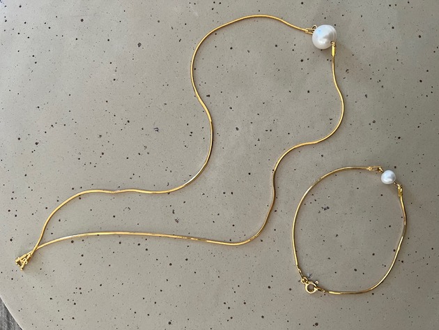 komplet biżuterii Komplet naszyjnik i bransoletka z perłą