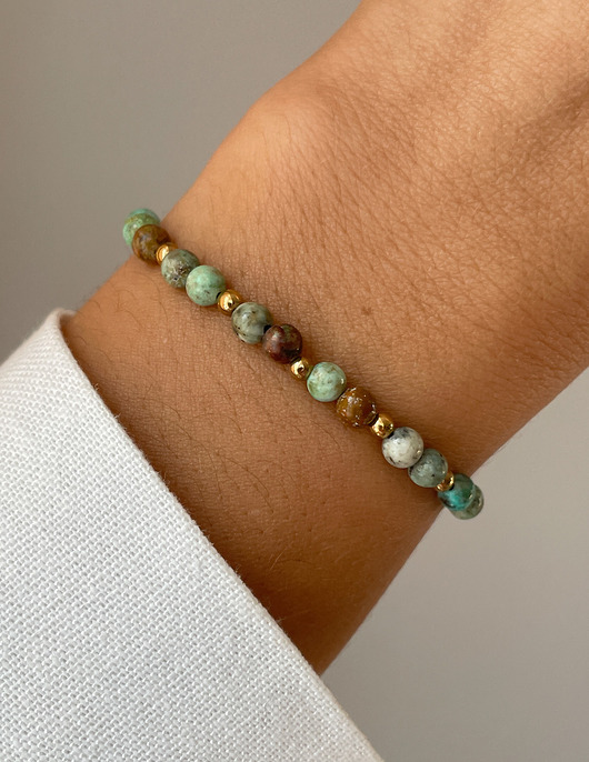 bransoletki z kamieni naturalnych Bransoletka na gumce - turkus afrykański