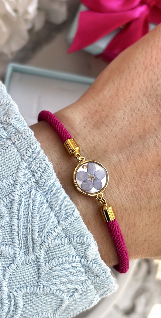 bransoletki na sznurku Bransoletka niezapominajka na perle