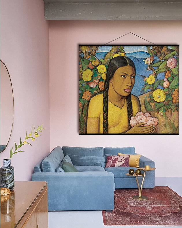 grafiki i ilustracje Duży obraz na płótnie - Juanita wśród kwiatów - A. Ramos Martinez