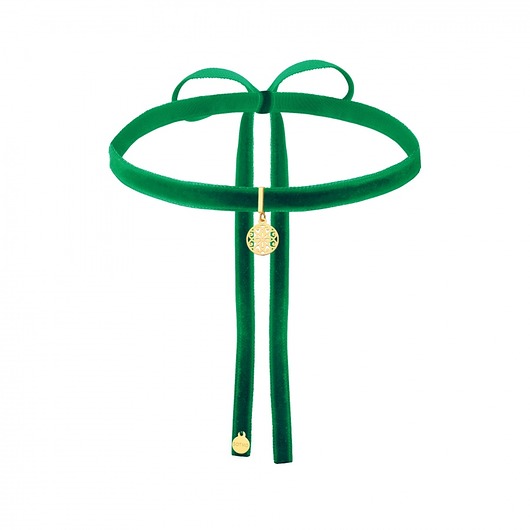 Zielony choker ze złotą rozetą SOTHO