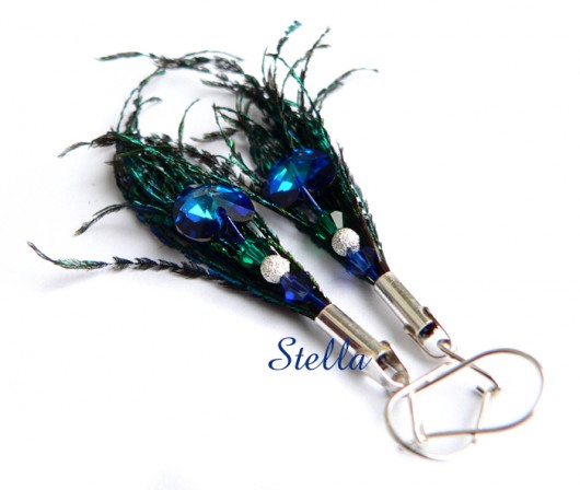 kryształ Swarovski w pawich piórach Stella
