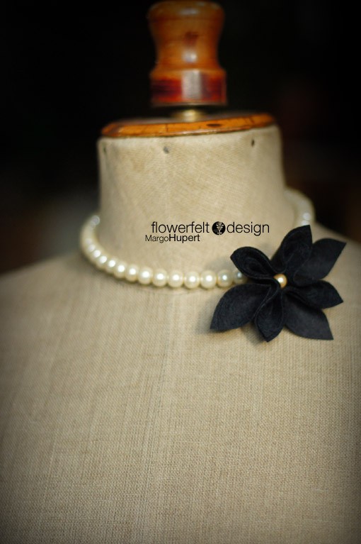 Ecru with Black- korale FlowerFelt Design