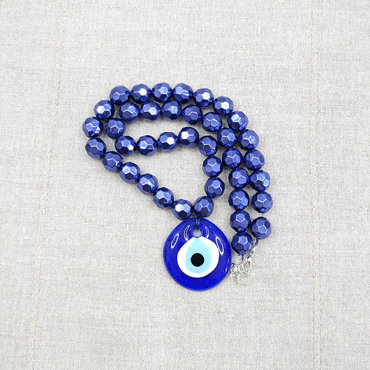 korale Granatowy naszyjnik z dużym okiem proroka 7082