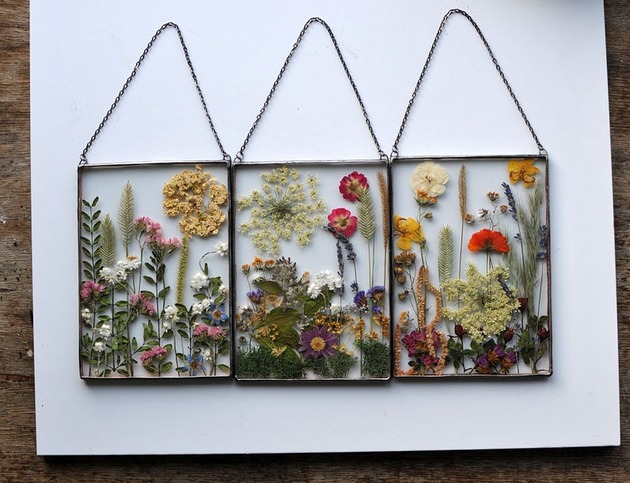 Ozdoby na ścianę Prezent na jubileusz, zestaw witraży, dekor kwiatowy