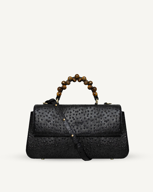 torby na ramię "Audrey M+" z tygrysim okiem, skóra na wzór strusia. Dwa kolory