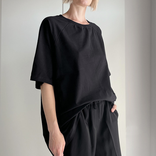 t-shirt damskie Czarna bluzka raglan