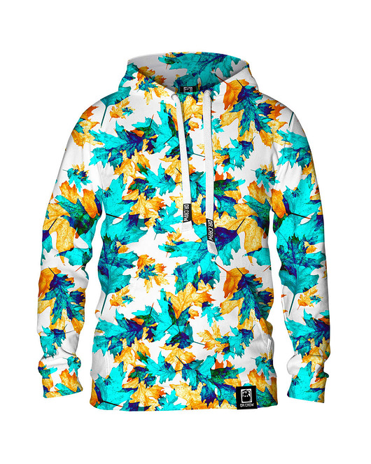 bluzy męskie Męska Bluza z kapturem DR.CROW Cyan Leaves