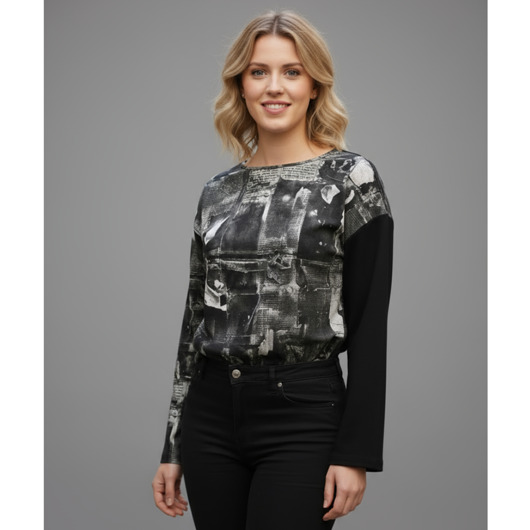 bluza bez kaptura damska Nietypowa bluza bawełniana - Szara Gazeta