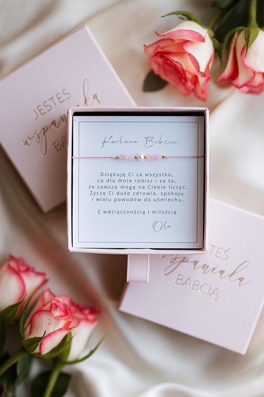 bransoletki na sznurku Bransoletka dla babci, kamienie naturalne i perła