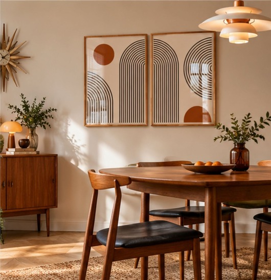grafiki i ilustracje DWA PLAKATY mid century abstrakcyjne