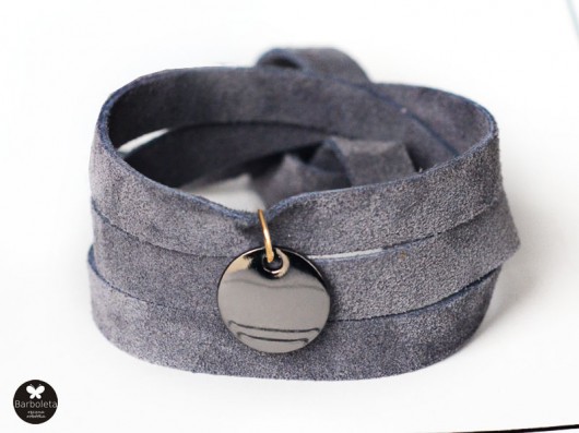 grey  + grafit bransoletka zamszowa barboleta