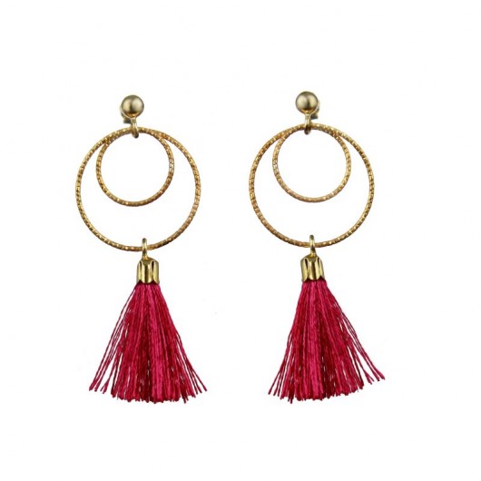 POPLAVSKY KOLCZYKI HOT PINK TASSEL srebro 925 POPLAVSKY