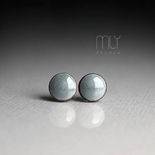 kolczyki ceramiczne Mini Gri 6mm/stal chirurgiczna/