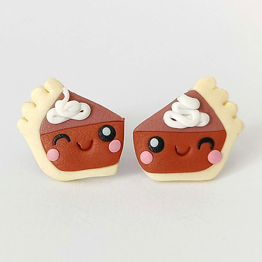 kolczyki z masy plastycznej Kolczyki na Halloween słodkie dyniowe ciasto kawaii