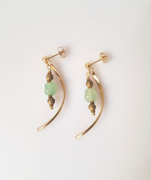 kolczyki z kamieniami Kolczyki pozłacane z awenturynem