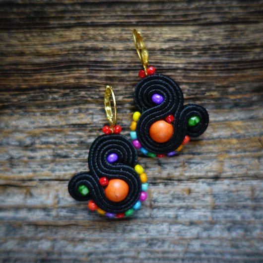 kolczyki soutache Kolorowe Lentinki- kolczyki soutache