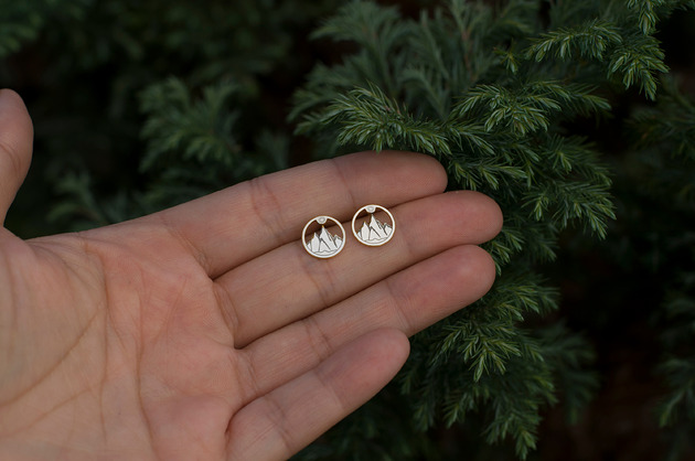 kolczyki srebrne Kolczyki srebrne Góry w słońcu