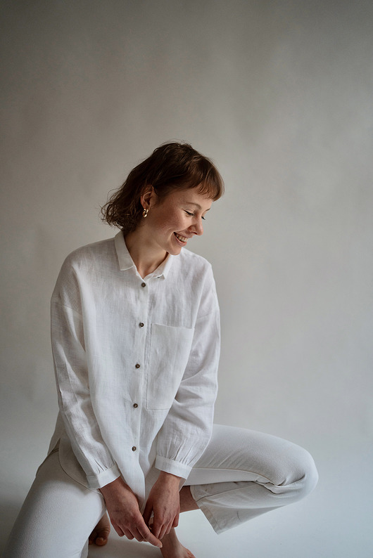 koszule damskie  Lniana koszula BIAŁA