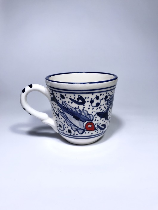 Duży kubek ceramiczny z uchwytem motyw ryby Kwiat pustyni