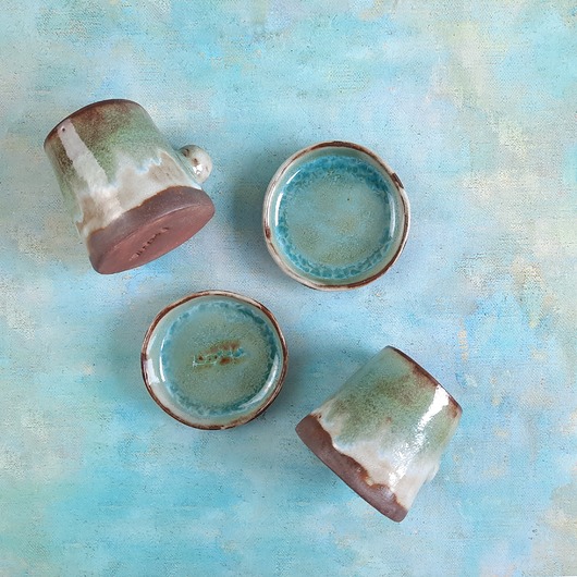 filiżanki Dwie ręcznie robione eramiczne filizanki do espresso