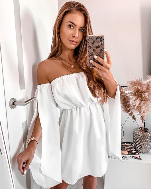 elegancka sukienka letnia - ecru yolo look