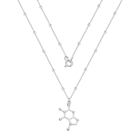 srebrne naszyjniki Naszyjnik srebrny z wzorem chemicznym czekolady