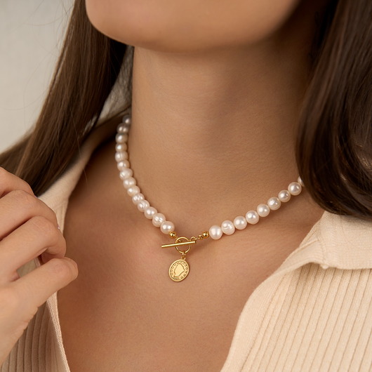 chokery Choker / naszyjnik perły naturalne srebro 925 pozłacane