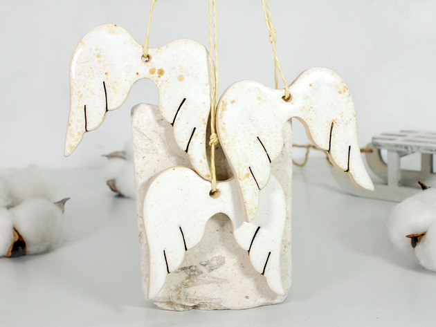 Ozdoby na ścianę Ceramiczne skrzydła anioła - ozdoby wiszące