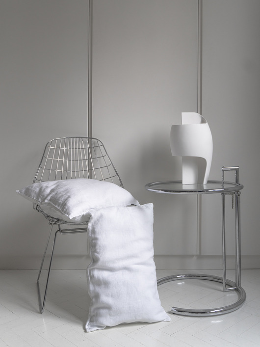 poduszki gładkie Poduszka z Miękkiego  Lnu Stonewashed - White