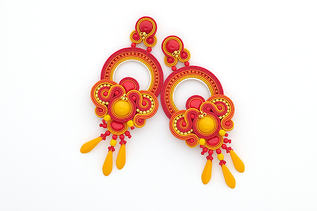 kolczyki soutache Kolorowe duże koła kolczyki