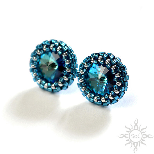 kolczyki swarovski Bermuda blue,kolczyki z kryształami Swarovskiego