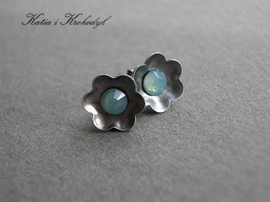 Kolczyki Swarovski Kwiatuszki -mint  Katia i krokodyl