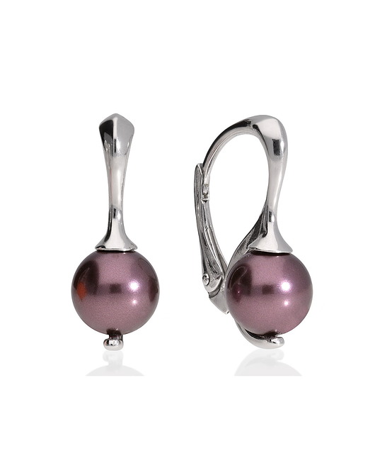 Kolczyki angielskie fioletowa perła Swarovski KOM Biżuteria
