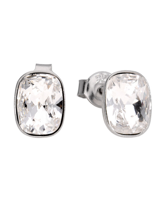 kolczyki swarovski Srebrne kolczyki prostokąt biały Swarovski