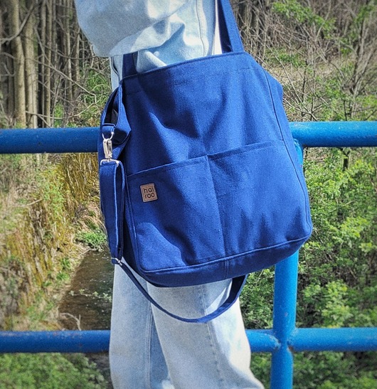 torby na ramię Lazy bag Pocket torba granatowa bawełniana eco