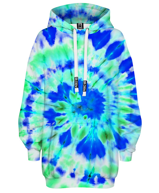 bluza z kapturem damska Bluza Oversize Tunika DR.CROW Tie Die Green