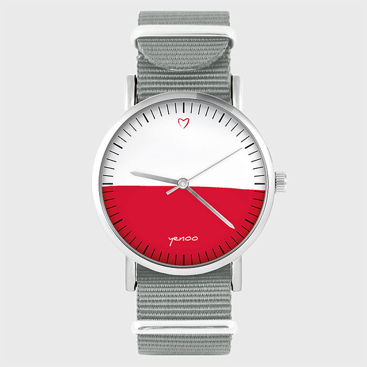 zegarki unisex Zegarek - Polska flaga - szary, nato
